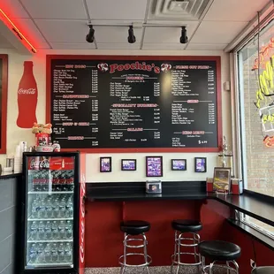 a large menu on the wall