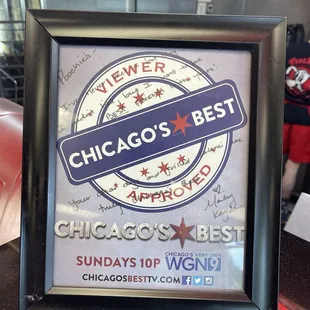 Chicagos Best plaque