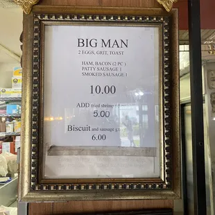 a sign for a big man
