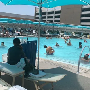 Enjoying the pool on a Monday morning