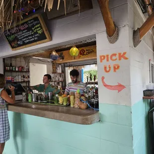 Order on the left, pick up on the right.