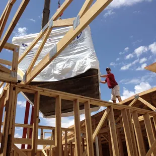 Crane installation of a swim spa.