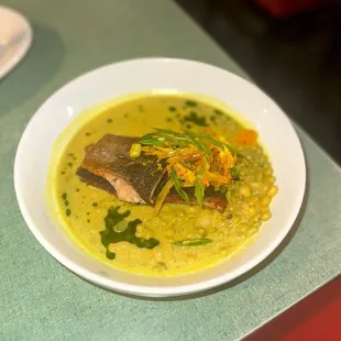 Pan Roasted Sunburst Trout (w/ turmeric-coconut broth)