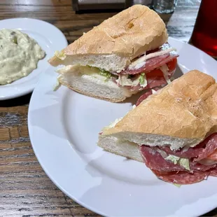 Salami and Provolone Po-Boy with a side of Potato Salad