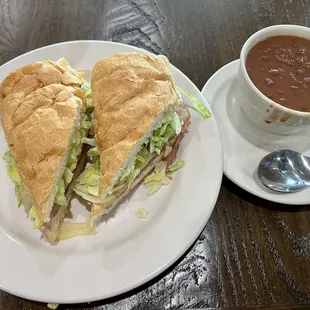 Salami and Provolone Po-Boy with a side of Red Beans &amp; Rice.
