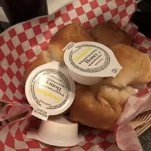 Fresh, warm bread with honey butter:)