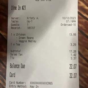 the receipt