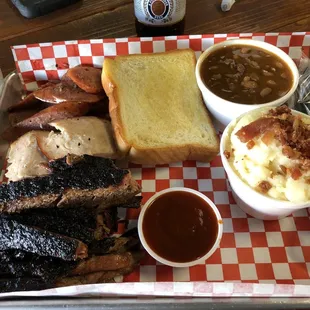 Sausage at the top turkey in the middle and brisket at the bottom