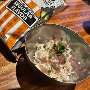 Smoked trout dip w/ kettle chips - delicious