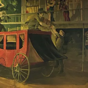 The hidden cowboy on the mural in the salon.