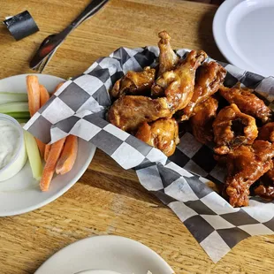Hot Cajun Ranch &amp;  Honeygarlic wings with housemade Ranch