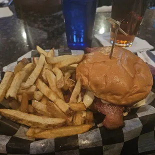 Bacon  Brie Burger &amp; Fries!!! Cooked perfectly