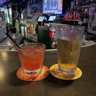 two drinks on the bar