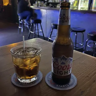 a cold beverage and a cold beverage