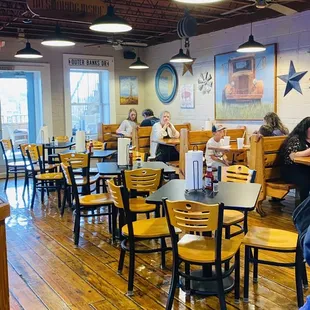 people eating at tables