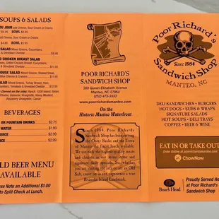 Eat In or Take Out Menu (Nov 2023) - zoom in for details and prices