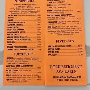 Eat In or Take Out Menu (Nov 2023) - zoom in for details and prices