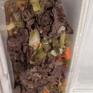 Italian beef bowl also went mild on peppers.