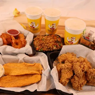 chicken wings and fried chicken, food