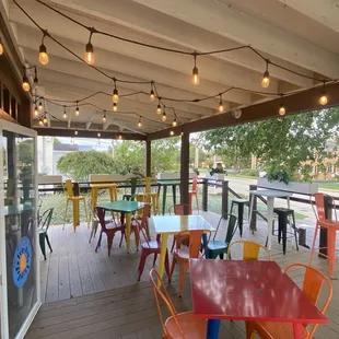Outside seating at Pop Culture CLE in Solon -- 19 August 2024