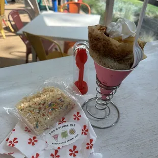 The rice crispy treat and the crêpe