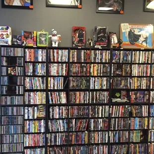 Large collection of CDs and DVDs.