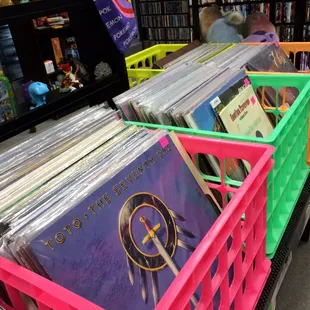 Vinyl records. What I love most is every record is in a sleeve, priced well and great bands I actually know!