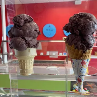 two cones of ice cream