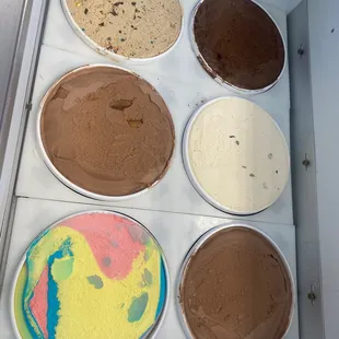 six different flavors of ice cream