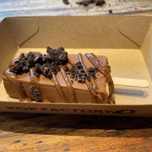 Peanut butter with milk chocolate and Nutella drizzle
