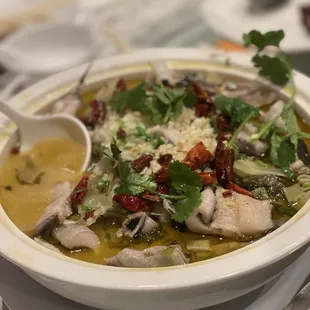 Filet fish with pickle in soup