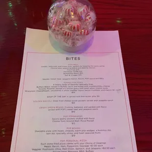 Their Menu with a Candy Bowl Holder in place