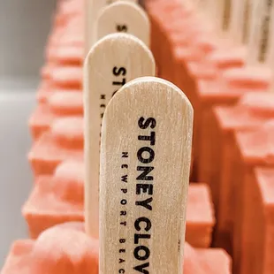  a row of pops with the names of the pops