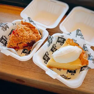 Strawberry rhubarb pie / $7 + Key lime pie / $7