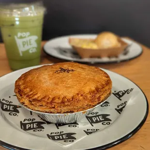 Steak &amp; Ale Pie with the Mashed Potatoes and Creamed Corn