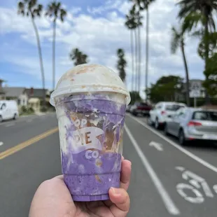 Ube coconuts cream pie-scream. Ube ice cream with coconut cream pie. Heaven in a cup!