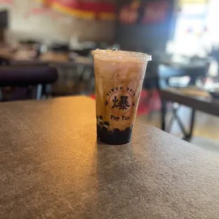 Brown sugar milk tea with boba