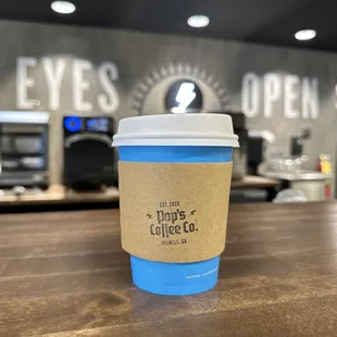 Latte at the pick up counter