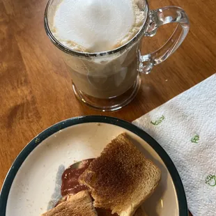 Lavender latte with cinnamon toasts!