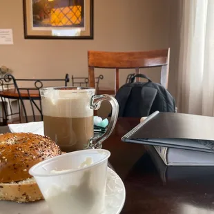Bagel and latte