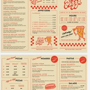 a menu for a pizza restaurant