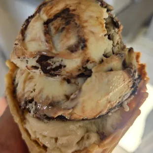 Two scoops in waffle cone