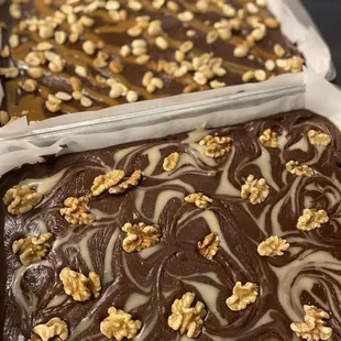 two trays of brownies