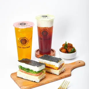 a sandwich and a drink