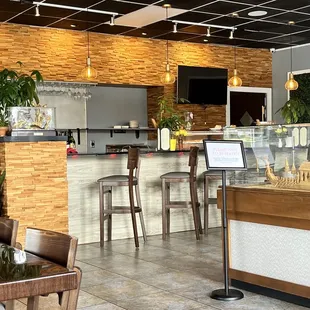 the counter and seating area