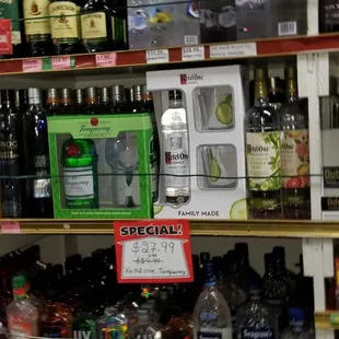 a variety of liquors
