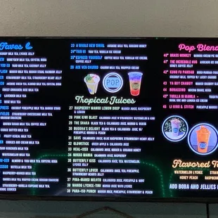 Drink menu. Delicious drinks with clever names!