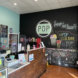 the front desk of a pop shop