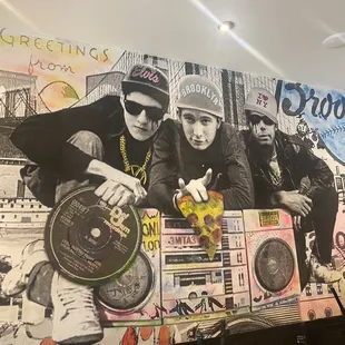 Beastie Boys mural in the seating area