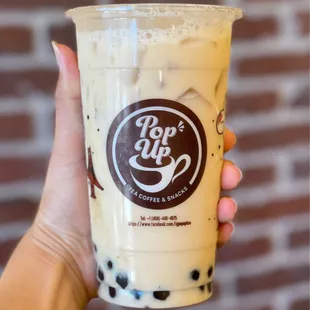 Green Milk Tea with boba